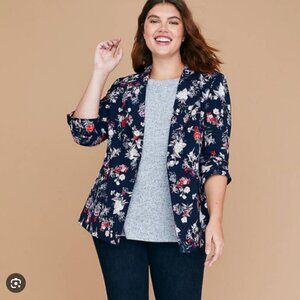 Lane Bryant The Bryant Blazer Navy Dark Florals One-Button Blazer Plus Size 26